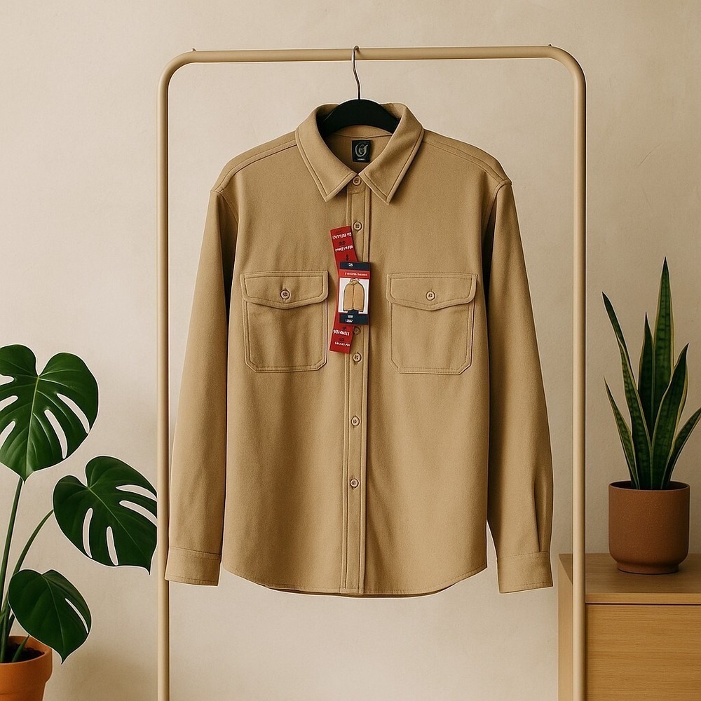 NWT GAP Men's XL Brown Knit Button-Down Shirt Long Sleeve Casual Skipper Top